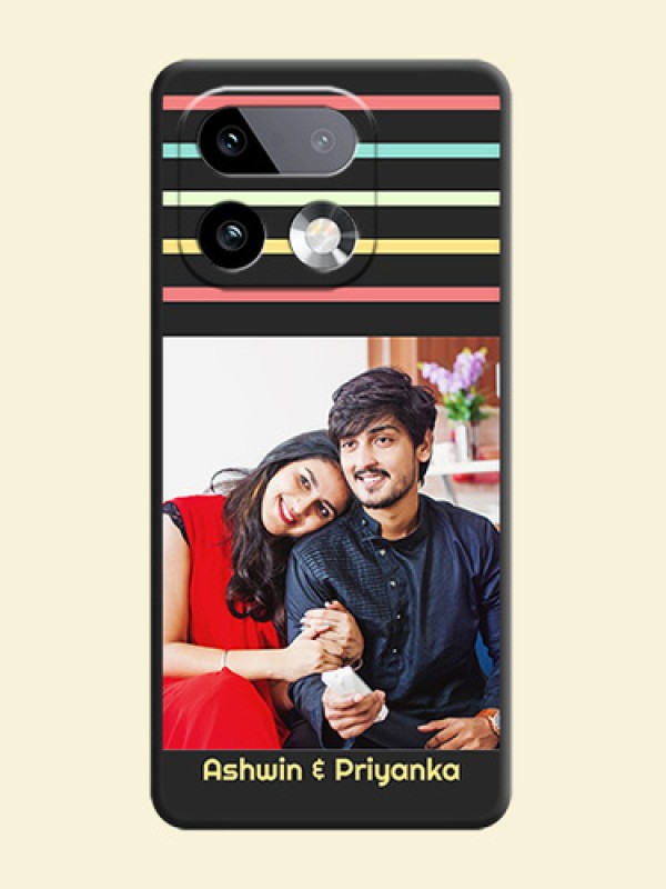 Color Stripes with Photo and Text on Photo On Space Black Custom Soft Matte Mobile Back Cover - Realme 16 Pro Plus 5G