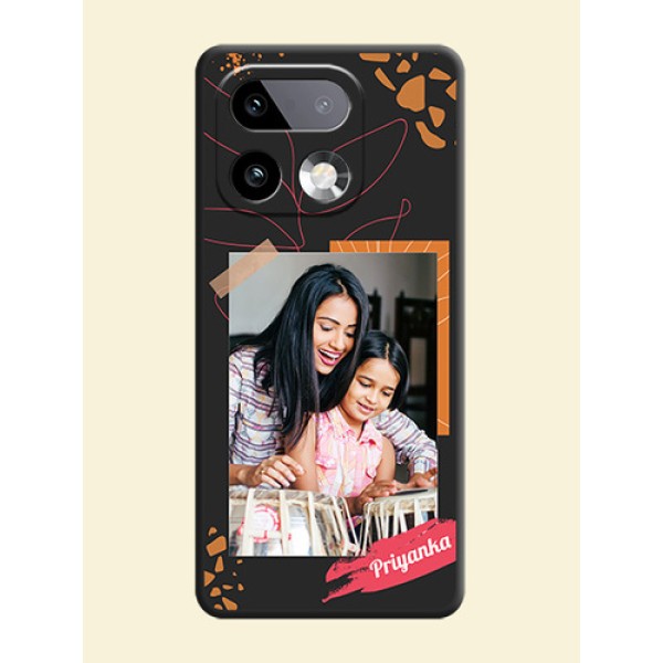 Orange Photo Frame On Space Black Custom Soft Matte Mobile Back Cover - Realme 16 Pro Plus 5G Orange Photo Frame On Space Black Custom Soft Matte Mobile Back Cover - Realme 16 Pro Plus 5G