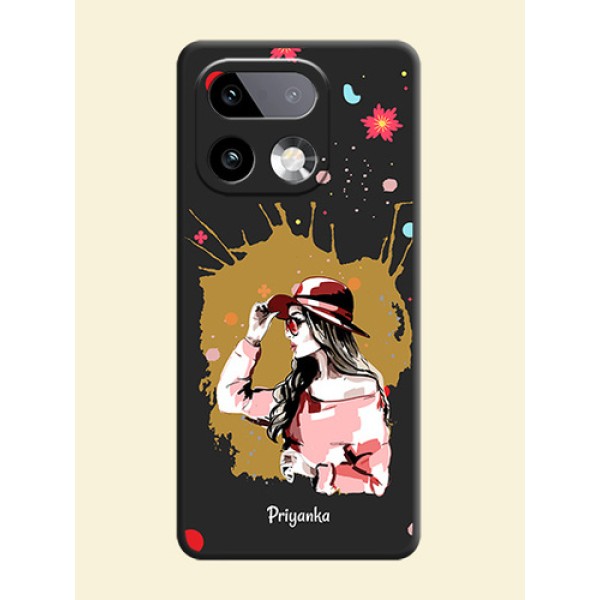 Mordern Lady With Color Splash Background With Custom Text On Space Black Custom Soft Matte Mobile Back Cover - Realme 16 Pro Plus 5G
