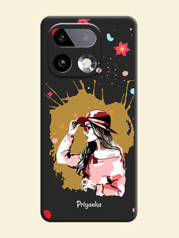 Mordern Lady With Color Splash Background With Custom Text On Space Black Custom Soft Matte Mobile Back Cover - Realme 16 Pro Plus 5G