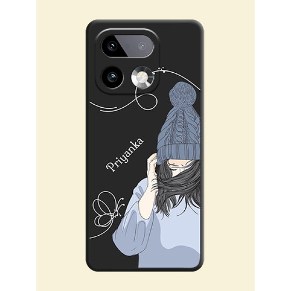 Girl With Blue Winter Outfiit Custom Text Design On Space Black Custom Soft Matte Mobile Back Cover - Realme 16 Pro Plus 5G Girl With Blue Winter Outfiit Custom Text Design On Space Black Custom Soft Matte Mobile Back Cover - Realme 16 Pro Plus 5G