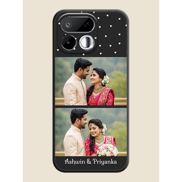 Miniature Love Symbols with Name On Space Black Custom Soft Matte Mobile Back Cover - Realme 16T 5G Miniature Love Symbols with Name On Space Black Custom Soft Matte Mobile Back Cover - Realme 16T 5G