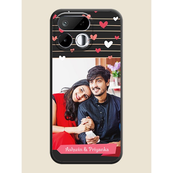 Love Pattern with Name on Pink Ribbon on Photo On Space Black Custom Soft Matte Mobile Back Cover - Realme 16T 5G Love Pattern with Name on Pink Ribbon on Photo On Space Black Custom Soft Matte Mobile Back Cover - Realme 16T 5G