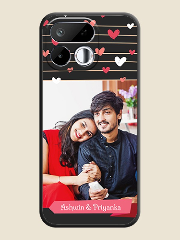Love Pattern with Name on Pink Ribbon on Photo On Space Black Custom Soft Matte Mobile Back Cover - Realme 16T 5G