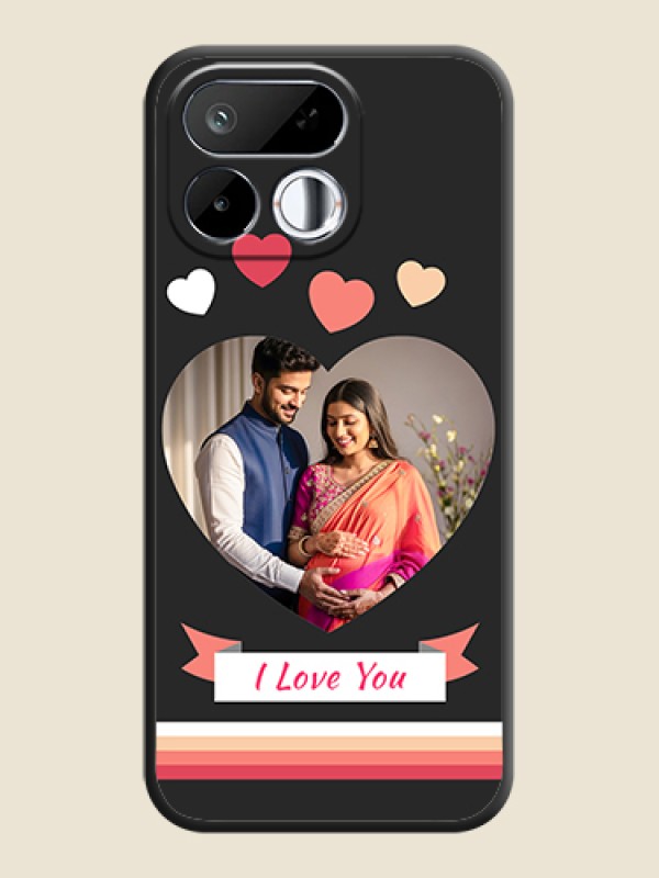 Love Shaped Photo with Colorful Stripes On Space Black Custom Soft Matte Mobile Back Cover - Realme 16T 5G