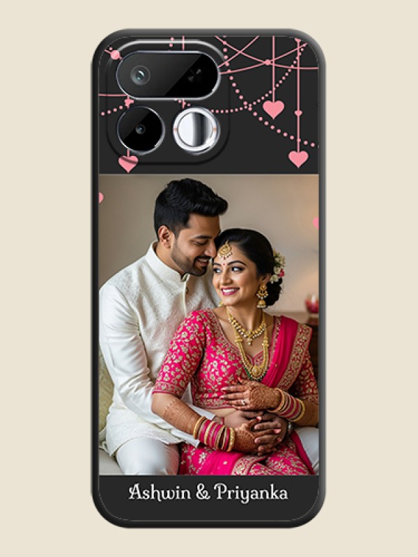 Pink Love Hangings with Text On Space Black Custom Soft Matte Mobile Back Cover - Realme 16T 5G