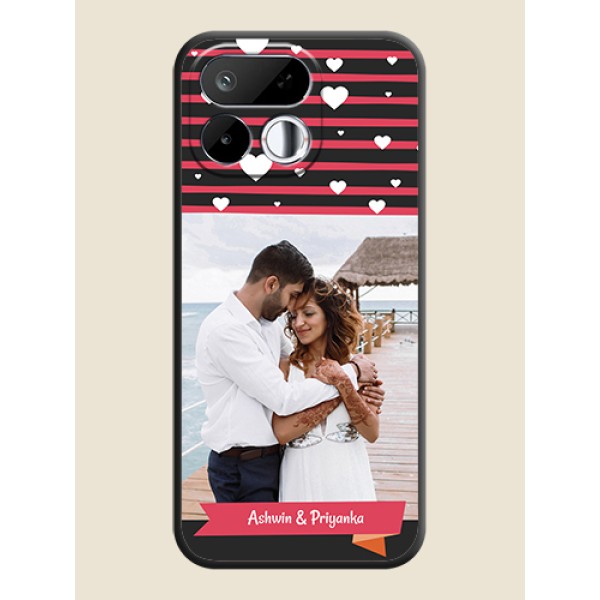 White Color Love Symbols with Pink Lines Pattern On Space Black Custom Soft Matte Mobile Back Cover - Realme 16T 5G White Color Love Symbols with Pink Lines Pattern On Space Black Custom Soft Matte Mobile Back Cover - Realme 16T 5G