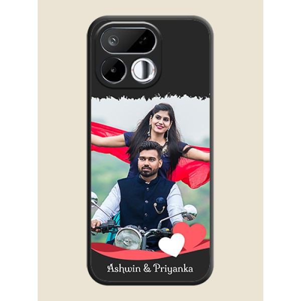 Pin Color Love Shaped Ribbon Design with Text On Space Black Custom Soft Matte Mobile Back Cover - Realme 16T 5G Pin Color Love Shaped Ribbon Design with Text On Space Black Custom Soft Matte Mobile Back Cover - Realme 16T 5G