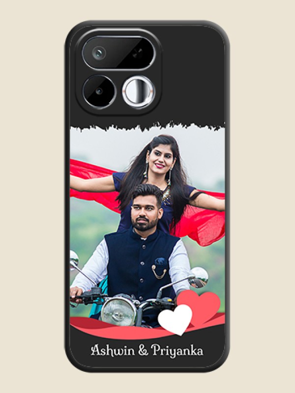 Pin Color Love Shaped Ribbon Design with Text On Space Black Custom Soft Matte Mobile Back Cover - Realme 16T 5G