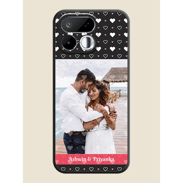 White Color Love Symbols with Text Design on Photo On Space Black Custom Soft Matte Mobile Back Cover - Realme 16T 5G White Color Love Symbols with Text Design on Photo On Space Black Custom Soft Matte Mobile Back Cover - Realme 16T 5G