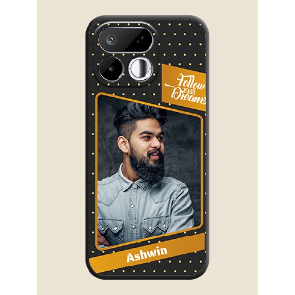 Follow Your Dreams with White Dots On Space Black Custom Soft Matte Mobile Back Cover - Realme 16T 5G Follow Your Dreams with White Dots On Space Black Custom Soft Matte Mobile Back Cover - Realme 16T 5G