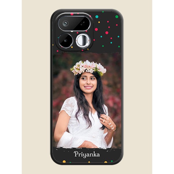 Multicolor Dotted Pattern with Text On Space Black Custom Soft Matte Mobile Back Cover - Realme 16T 5G