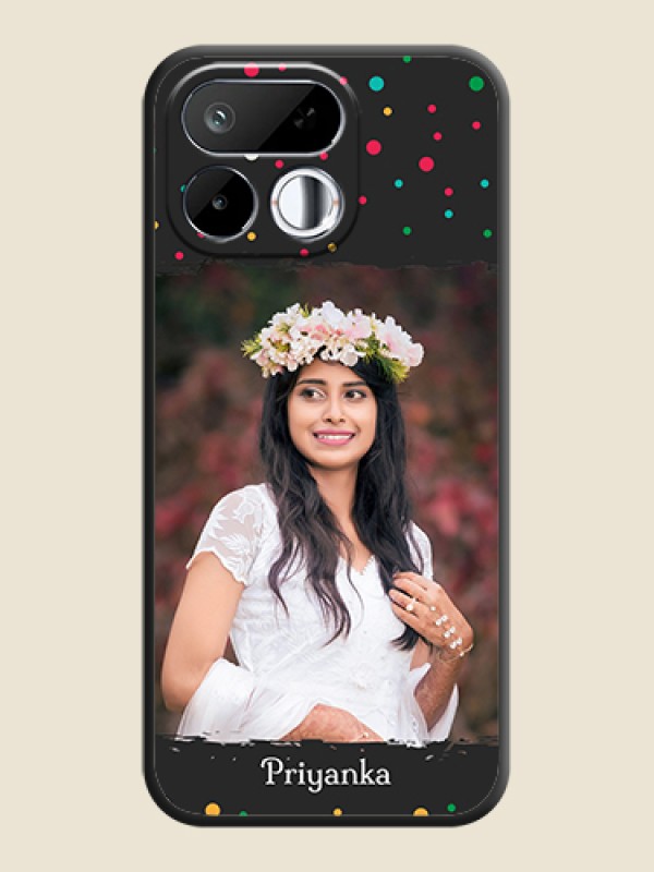 Multicolor Dotted Pattern with Text On Space Black Custom Soft Matte Mobile Back Cover - Realme 16T 5G