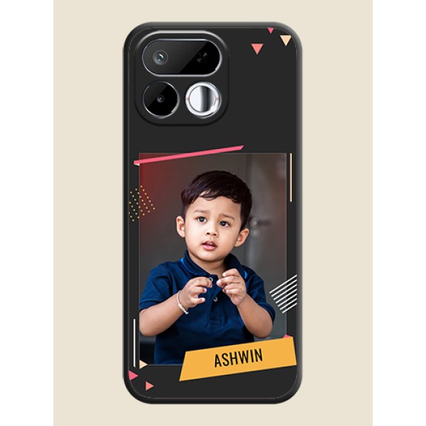 Photo Frame with Triangle Small Dots on Photo On Space Black Custom Soft Matte Mobile Back Cover - Realme 16T 5G Photo Frame with Triangle Small Dots on Photo On Space Black Custom Soft Matte Mobile Back Cover - Realme 16T 5G