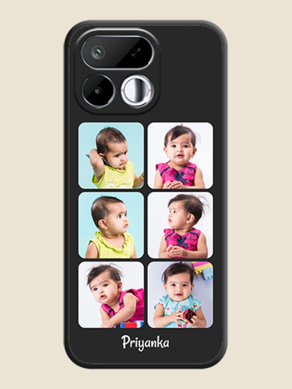 Floral Art with 6 Image Holder on Photo On Space Black Custom Soft Matte Mobile Back Cover - Realme 16T 5G
