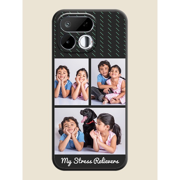 Cross Dotted Pattern with 2 Image Holder On Space Black Custom Soft Matte Mobile Back Cover - Realme 16T 5G