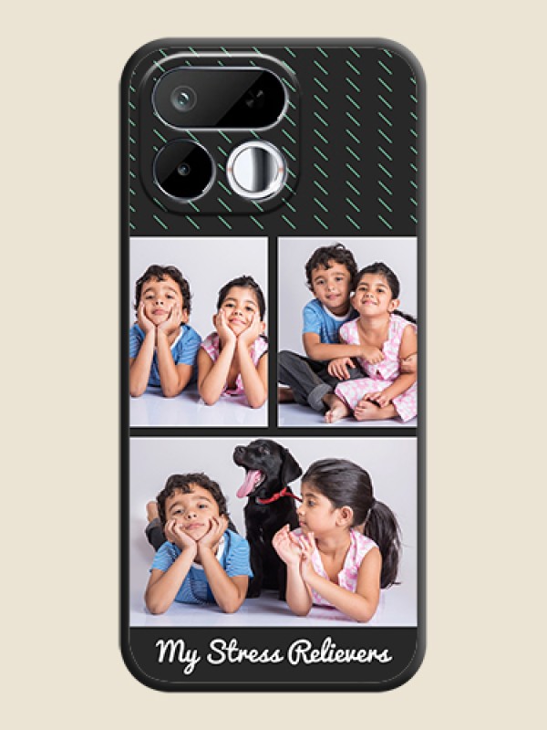 Cross Dotted Pattern with 2 Image Holder On Space Black Custom Soft Matte Mobile Back Cover - Realme 16T 5G