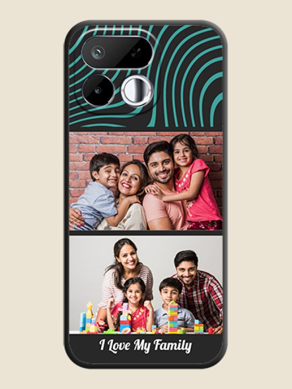 Wave Pattern with 2 Image Holder On Space Black Custom Soft Matte Mobile Back Cover - Realme 16T 5G