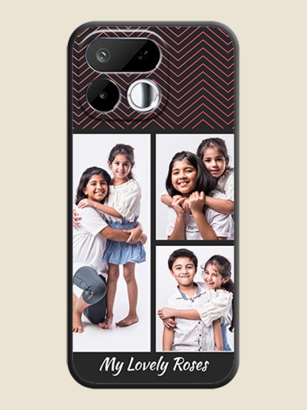 Wave Pattern with 3 Image Holder On Space Black Custom Soft Matte Mobile Back Cover - Realme 16T 5G