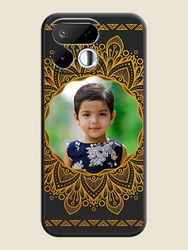 Round Image with Floral Design On Space Black Custom Soft Matte Mobile Back Cover - Realme 16T 5G