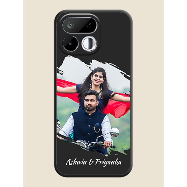 Grunge Brush Strokes on Photo On Space Black Custom Soft Matte Mobile Back Cover - Realme 16T 5G Grunge Brush Strokes on Photo On Space Black Custom Soft Matte Mobile Back Cover - Realme 16T 5G