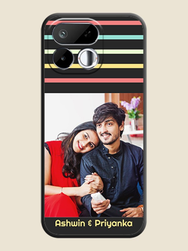 Color Stripes with Photo and Text on Photo On Space Black Custom Soft Matte Mobile Back Cover - Realme 16T 5G