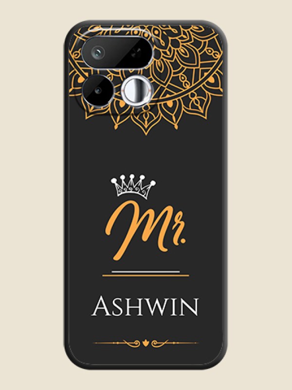Mr Name with Floral Design On Space Black Custom Soft Matte Mobile Back Cover - Realme 16T 5G
