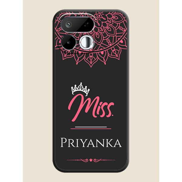 Mrs Name with Floral Design On Space Black Custom Soft Matte Mobile Back Cover - Realme 16T 5G Mrs Name with Floral Design On Space Black Custom Soft Matte Mobile Back Cover - Realme 16T 5G