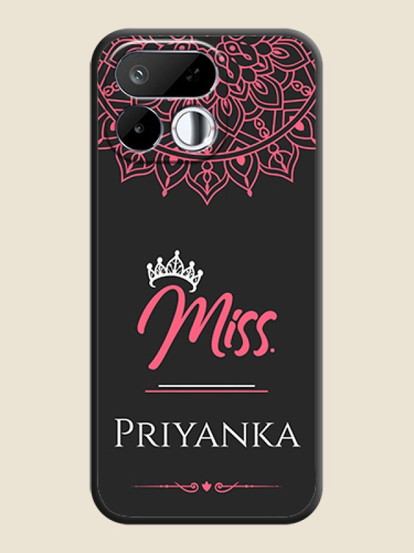 Mrs Name with Floral Design On Space Black Custom Soft Matte Mobile Back Cover - Realme 16T 5G