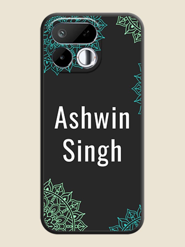 Your Name with Floral Design On Space Black Custom Soft Matte Mobile Back Cover - Realme 16T 5G