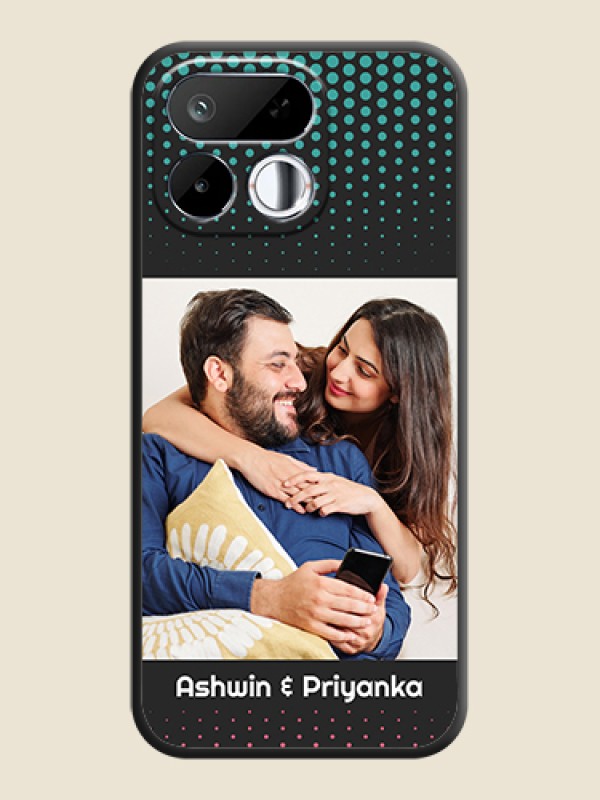 Faded Dots with Grunge Photo Frame and Text On Space Black Custom Soft Matte Mobile Back Cover - Realme 16T 5G