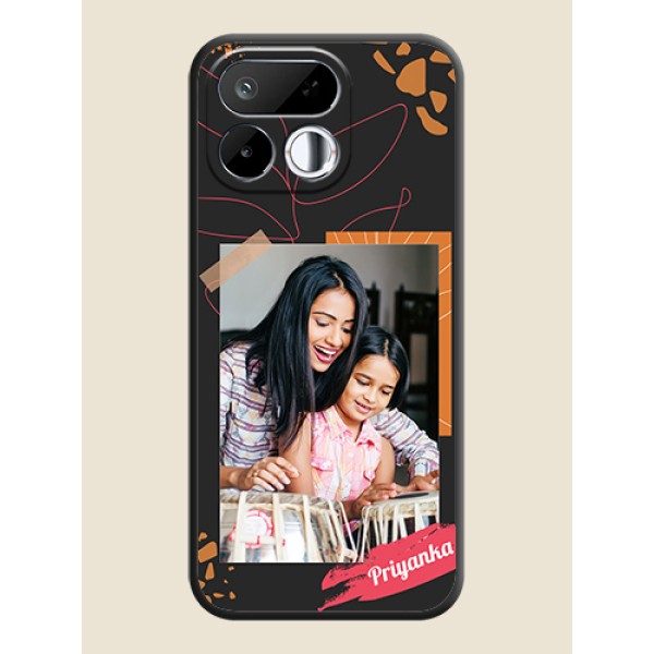 Orange Photo Frame On Space Black Custom Soft Matte Mobile Back Cover - Realme 16T 5G Orange Photo Frame On Space Black Custom Soft Matte Mobile Back Cover - Realme 16T 5G