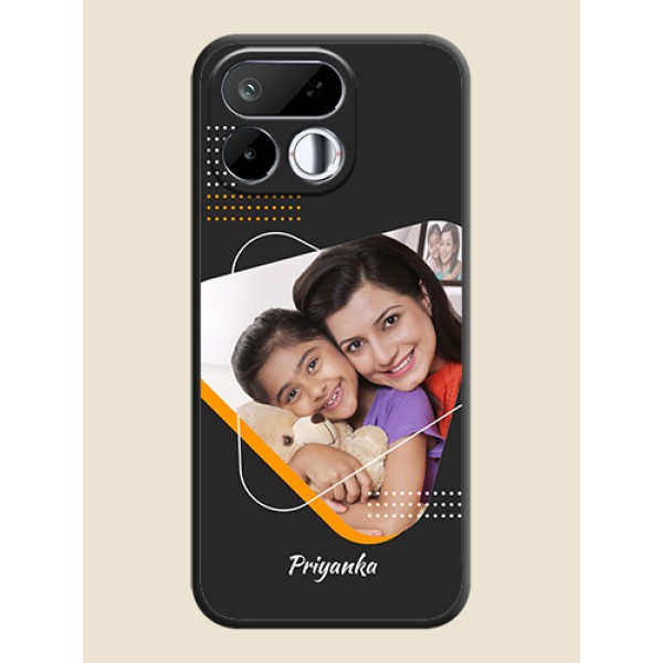 Yellow Triangle on Photo On Space Black Custom Soft Matte Mobile Back Cover - Realme 16T 5G Yellow Triangle on Photo On Space Black Custom Soft Matte Mobile Back Cover - Realme 16T 5G