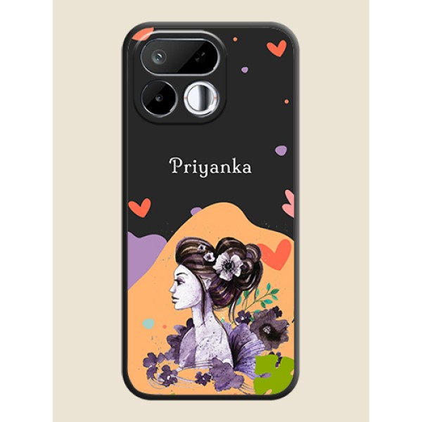 Namecase For Her With Fancy Lady Image On Space Black Custom Soft Matte Mobile Back Cover - Realme 16T 5G Namecase For Her With Fancy Lady Image On Space Black Custom Soft Matte Mobile Back Cover - Realme 16T 5G