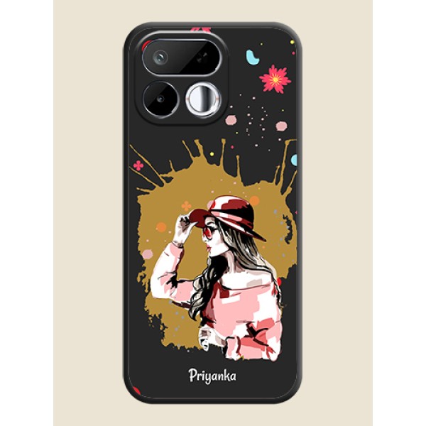 Mordern Lady With Color Splash Background With Custom Text On Space Black Custom Soft Matte Mobile Back Cover - Realme 16T 5G