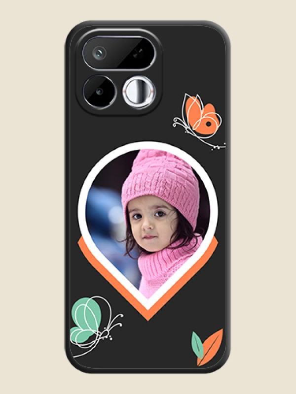 Upload Pic With Simple Butterly Design On Space Black Custom Soft Matte Mobile Back Cover - Realme 16T 5G