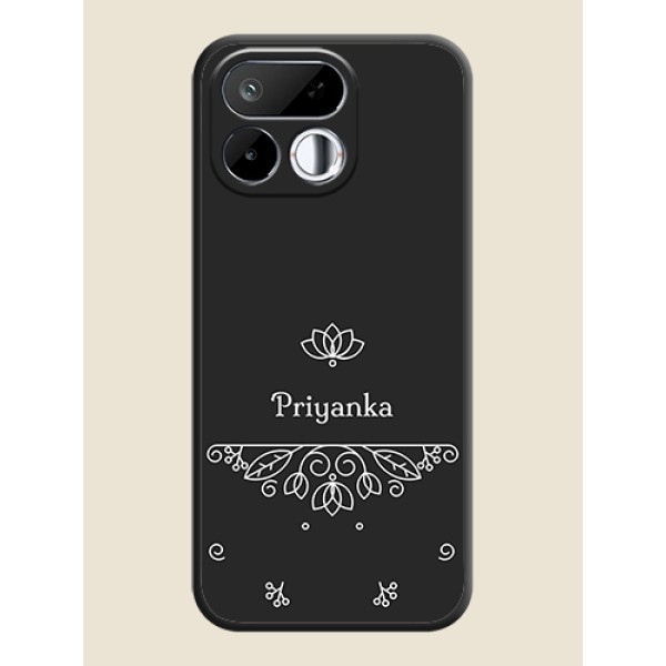 Lotus Garden Custom Text On Space Black Custom Soft Matte Mobile Back Cover - Realme 16T 5G Lotus Garden Custom Text On Space Black Custom Soft Matte Mobile Back Cover - Realme 16T 5G