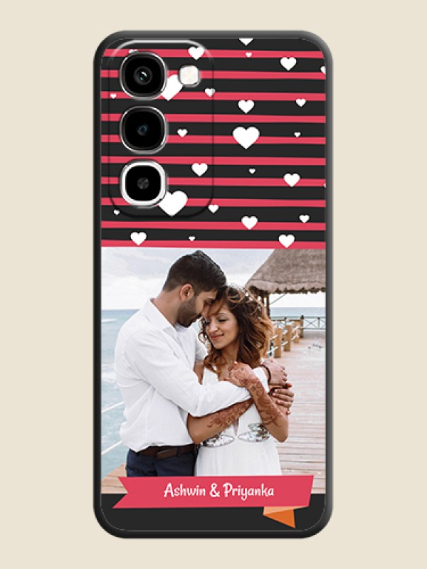 White Color Love Symbols with Pink Lines Pattern On Space Black Custom Soft Matte Mobile Back Cover - Realme 16x 5G