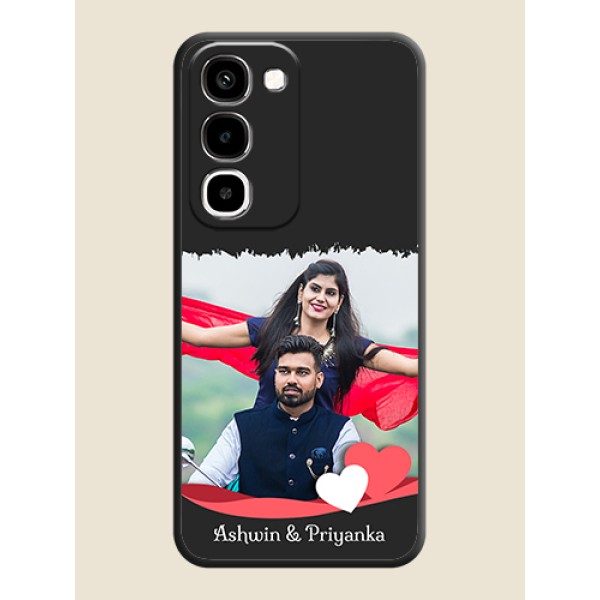 Pin Color Love Shaped Ribbon Design with Text On Space Black Custom Soft Matte Mobile Back Cover - Realme 16x 5G Pin Color Love Shaped Ribbon Design with Text On Space Black Custom Soft Matte Mobile Back Cover - Realme 16x 5G