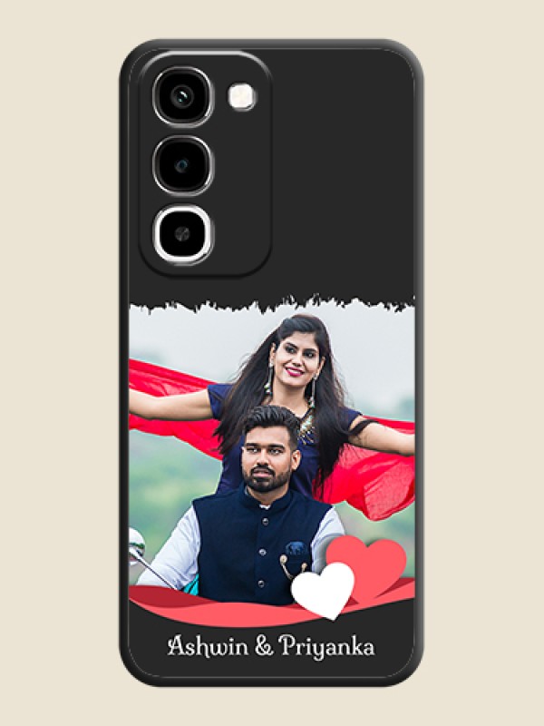 Pin Color Love Shaped Ribbon Design with Text On Space Black Custom Soft Matte Mobile Back Cover - Realme 16x 5G