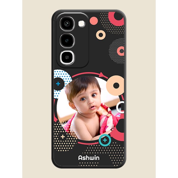 Multicoloured Round Image On Space Black Custom Soft Matte Mobile Back Cover - Realme 16x 5G Multicoloured Round Image On Space Black Custom Soft Matte Mobile Back Cover - Realme 16x 5G
