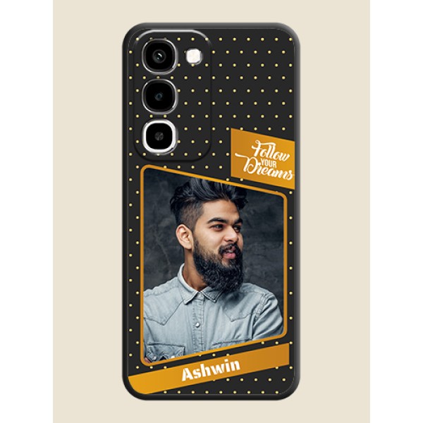 Follow Your Dreams with White Dots On Space Black Custom Soft Matte Mobile Back Cover - Realme 16x 5G Follow Your Dreams with White Dots On Space Black Custom Soft Matte Mobile Back Cover - Realme 16x 5G