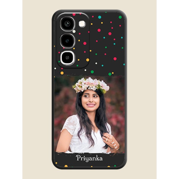 Multicolor Dotted Pattern with Text On Space Black Custom Soft Matte Mobile Back Cover - Realme 16x 5G