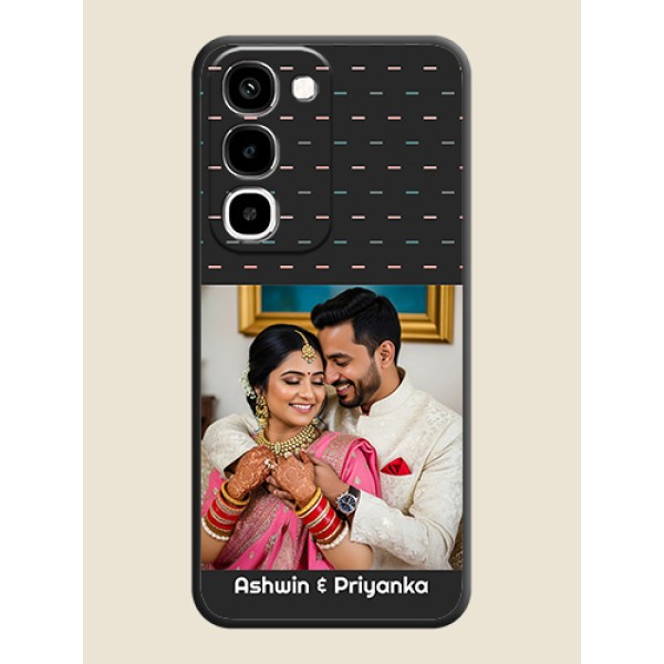 Line Pattern Design with Text On Space Black Custom Soft Matte Mobile Back Cover - Realme 16x 5G Line Pattern Design with Text On Space Black Custom Soft Matte Mobile Back Cover - Realme 16x 5G