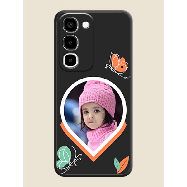 Upload Pic With Simple Butterly Design On Space Black Custom Soft Matte Mobile Back Cover - Realme 16x 5G Upload Pic With Simple Butterly Design On Space Black Custom Soft Matte Mobile Back Cover - Realme 16x 5G