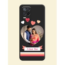 Love Shaped Photo with Colorful Stripes on Personalised Space Black Soft Matte Cases - Realme 8 5G