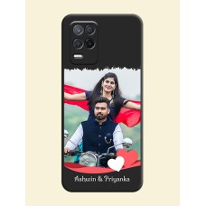 Pin Color Love Shaped Ribbon Design with Text on Space Black Custom Soft Matte Phone Back Cover - Realme 8 5G