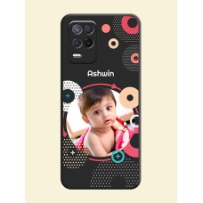Multicoloured Round Image on Personalised Space Black Soft Matte Cases - Realme 8 5G