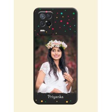 Multicolor Dotted Pattern with Text on Space Black Custom Soft Matte Phone Back Cover - Realme 8 5G