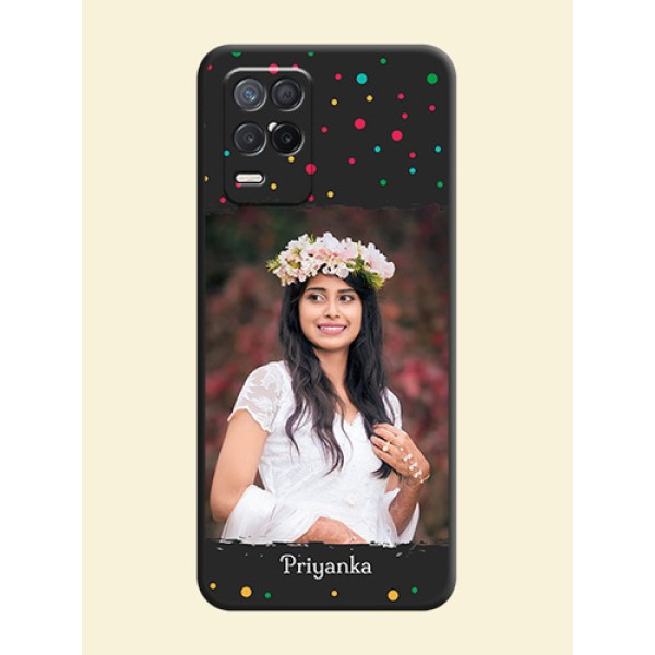 Multicolor Dotted Pattern with Text on Space Black Custom Soft Matte Phone Back Cover - Realme 8 5G Multicolor Dotted Pattern with Text on Space Black Custom Soft Matte Phone Back Cover - Realme 8 5G